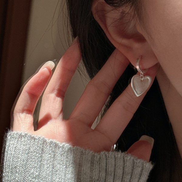 Wholesale 925 Sterling Silver Matte Love Earrings - Image 4