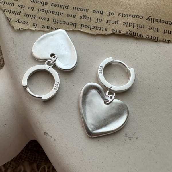 Wholesale 925 Sterling Silver Matte Love Earrings - Image 2