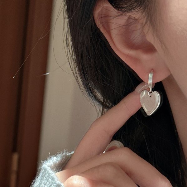 Wholesale 925 Sterling Silver Matte Love Earrings - Image 5