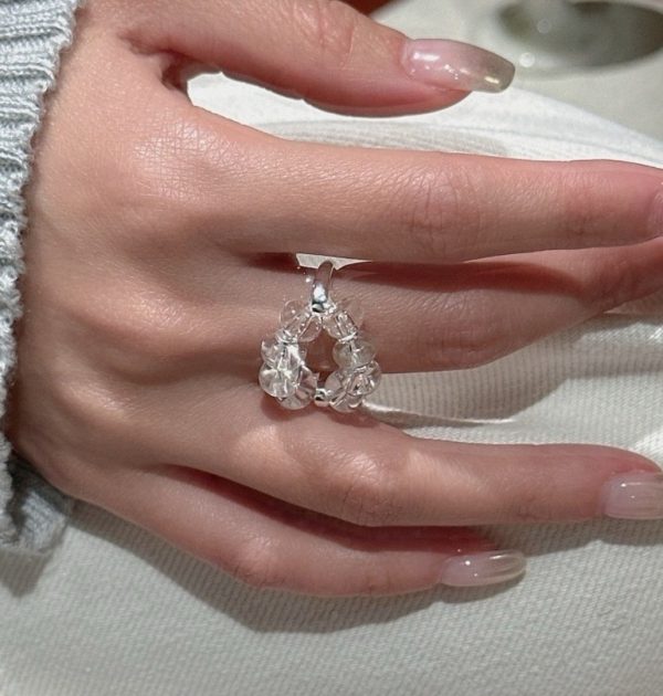Wholesale 925 Sterling Silver Rock Crystal Quartz Elastic Ring - Image 4