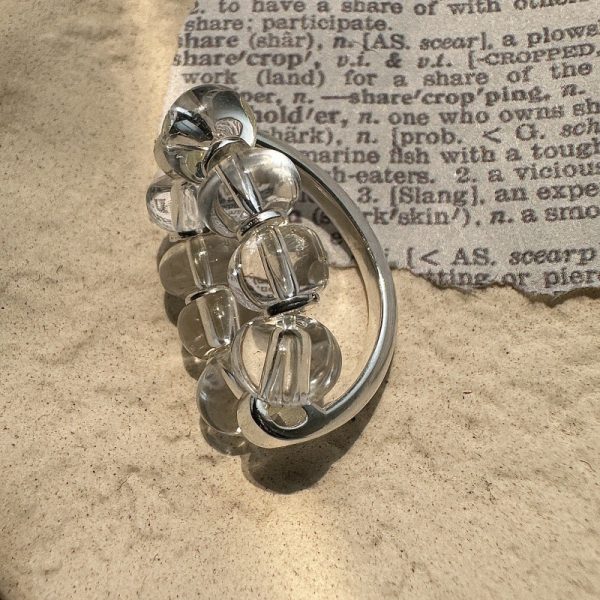 Wholesale 925 Sterling Silver Rock Crystal Quartz Elastic Ring - Image 3