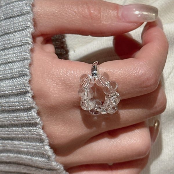 Wholesale 925 Sterling Silver Rock Crystal Quartz Elastic Ring - Image 5