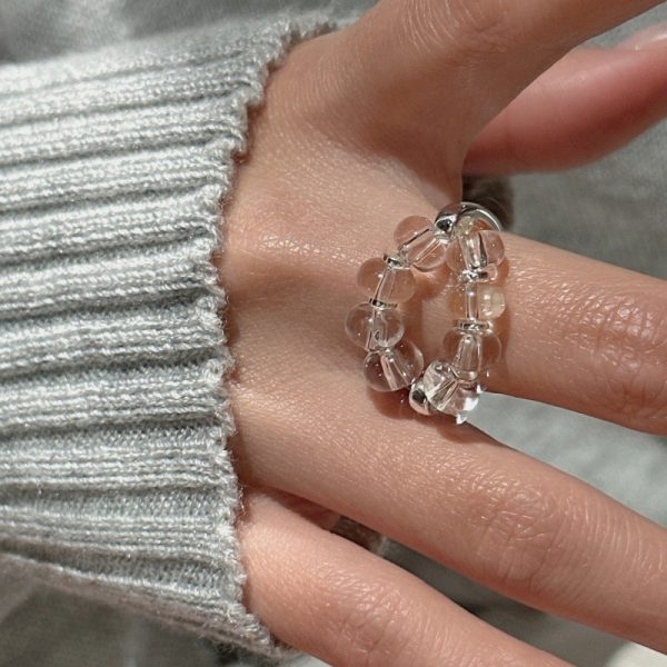 Wholesale 925 Sterling Silver Rock Crystal Quartz Elastic Ring - Image 6