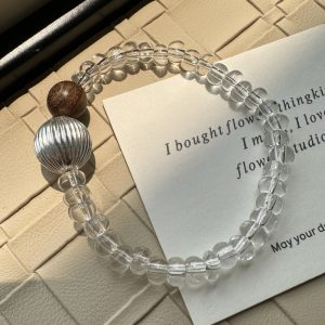 Wholesale 925 Sterling Silver Rock Crystal Quartz Bead Bracelet