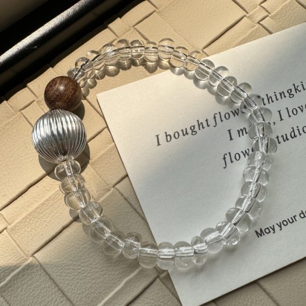 Wholesale 925 Sterling Silver Rock Crystal Quartz Bead Bracelet