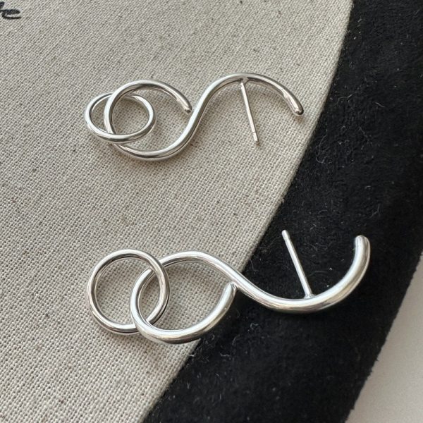 Wholesale 925 Sterling Silver Long Double Hoop Earrings - Image 2
