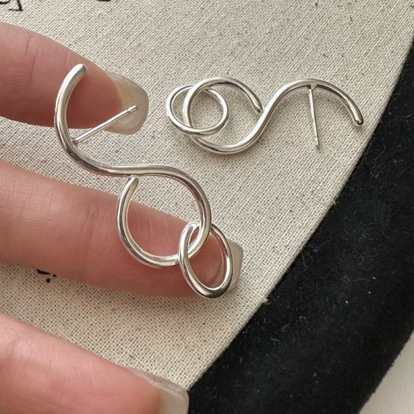 Wholesale 925 Sterling Silver Long Double Hoop Earrings - Image 3