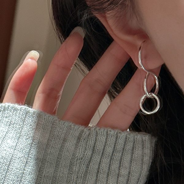 Wholesale 925 Sterling Silver Long Double Hoop Earrings - Image 5