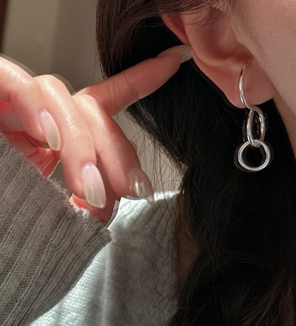 Wholesale 925 Sterling Silver Long Double Hoop Earrings - Image 6