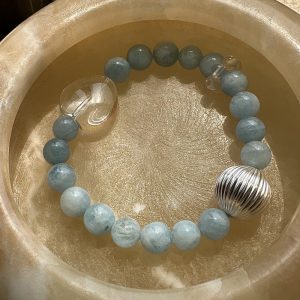 Wholesale 925 Sterling Silver Aquamarine Crystal Bracelet