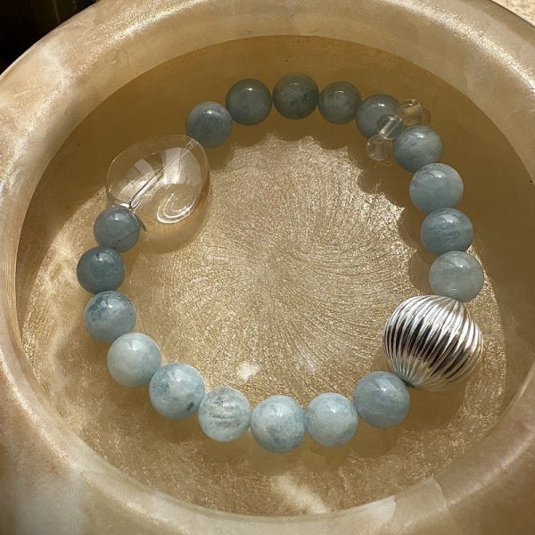 Wholesale 925 Sterling Silver Aquamarine Crystal Bracelet