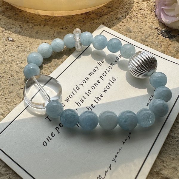 Wholesale 925 Sterling Silver Aquamarine Crystal Bracelet - Image 3