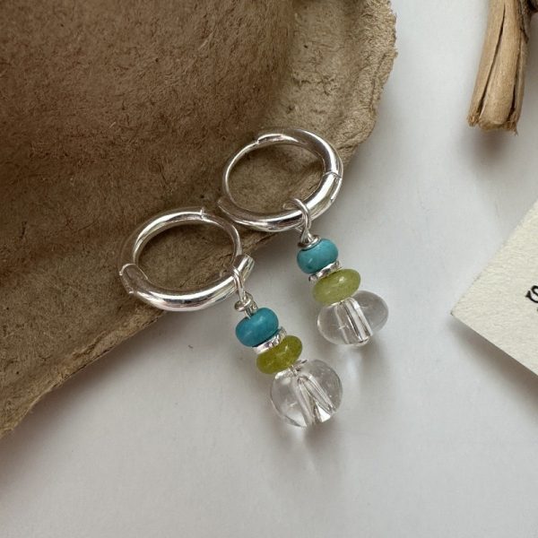 Wholesale 925 Sterling Silver Natural Stone Long Earrings - Image 2