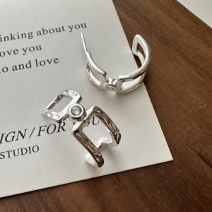 Wholesale 925 Sterling Silver Geometric Zircon Earrings