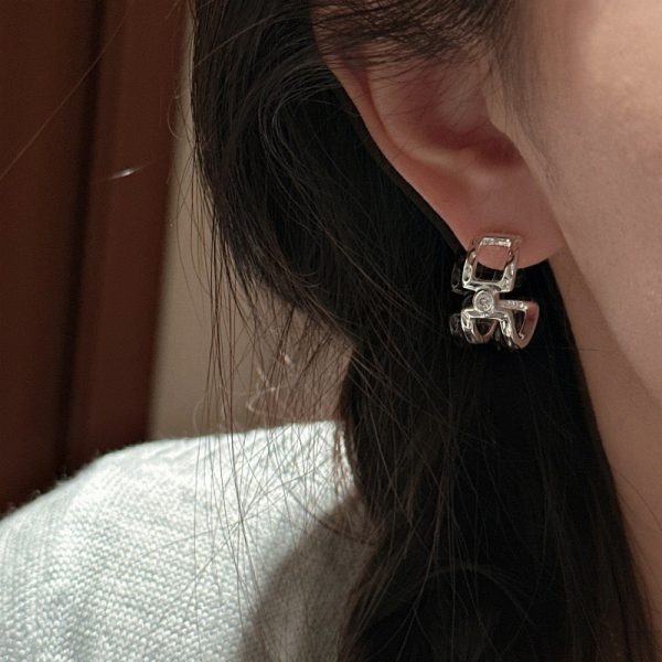 Wholesale 925 Sterling Silver Geometric Zircon Earrings - Image 4