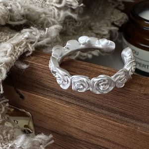 Wholesale 925 Sterling Silver Vintage Matte Rose Ring