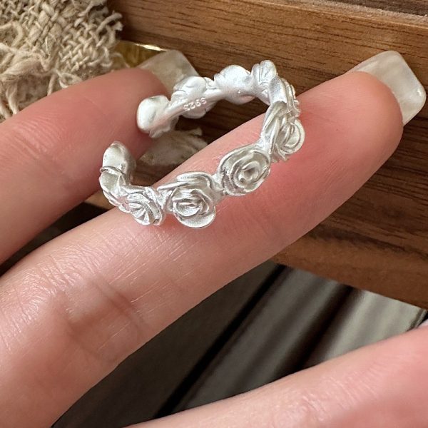 Wholesale 925 Sterling Silver Vintage Matte Rose Ring - Image 3