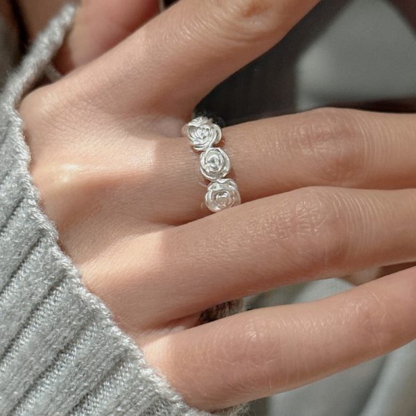 Wholesale 925 Sterling Silver Vintage Matte Rose Ring - Image 4