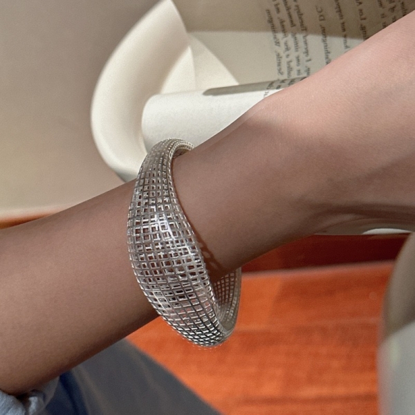 Wholesale 925 Sterling Silver 3D Hollow Bangle - Image 5
