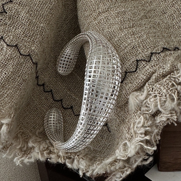 Wholesale 925 Sterling Silver 3D Hollow Bangle - Image 2