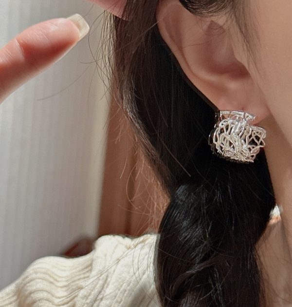 Wholesale 925 Sterling Silver Wide Hollowed-out Earrings & Ring - Image 6