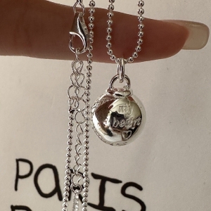 Wholesale 925 Sterling Silver Engraving Bead Necklace