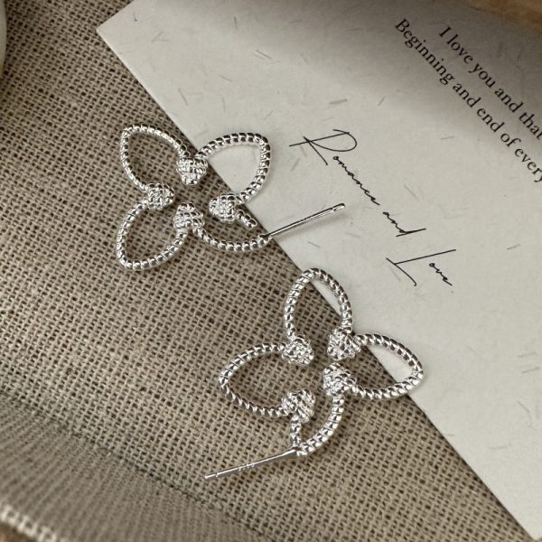 Wholesale 925 Sterling Silver Four-leaf Clover Flower Stud Earrings - Image 2