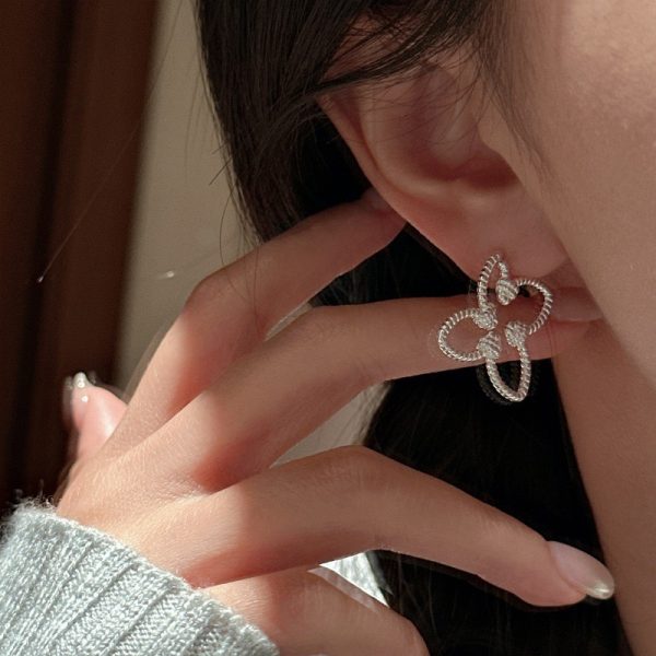 Wholesale 925 Sterling Silver Four-leaf Clover Flower Stud Earrings - Image 5