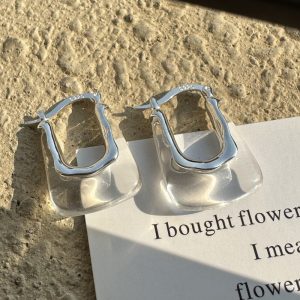 Wholesale 925 Sterling Silver Transparent Resin Earrings