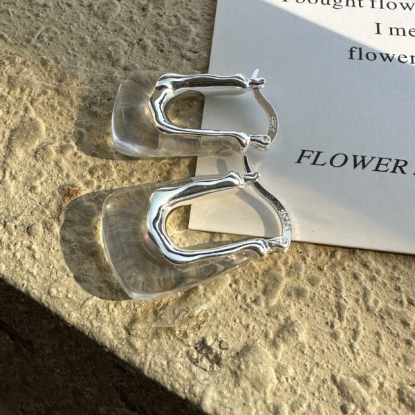 Wholesale 925 Sterling Silver Transparent Resin Earrings - Image 2