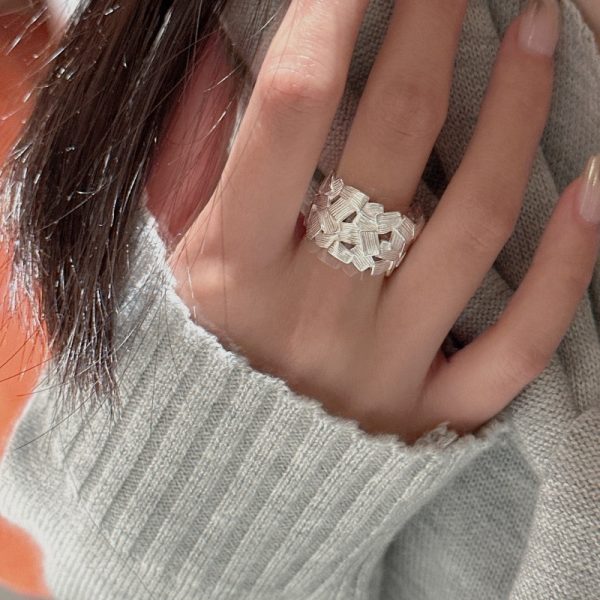 Wholesale 925 Sterling Silver Matte Irregular Ring - Image 4