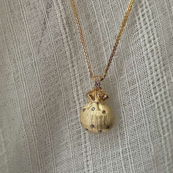 Wholesale 925 Sterling Silver Brushed Lucky Bag Necklace - Image 3