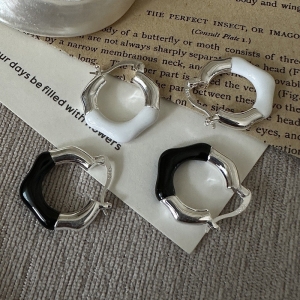 Wholesale 925 Sterling Silver Enamel Hoop Earrings