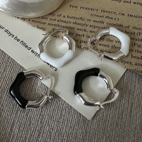 Wholesale 925 Sterling Silver Enamel Hoop Earrings