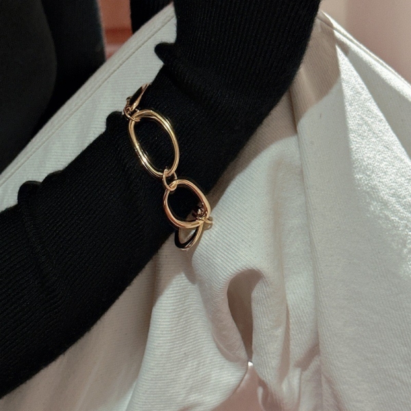 Wholesale 925 Sterling Silver Oval Bracelet In Silver & Gold - Image 4