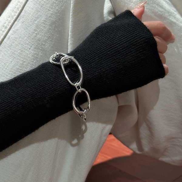 Wholesale 925 Sterling Silver Oval Bracelet In Silver & Gold - Image 5