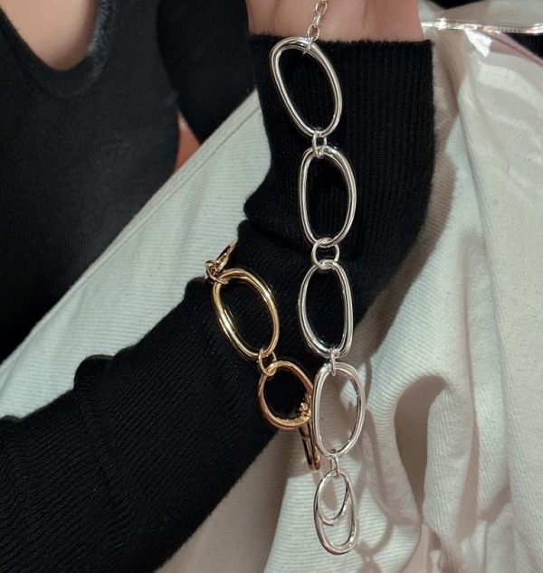 Wholesale 925 Sterling Silver Oval Bracelet In Silver & Gold - Image 6