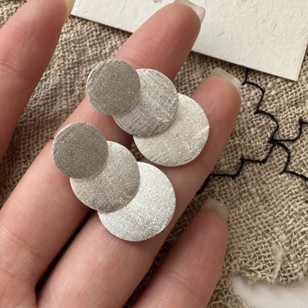 Wholesale 925 Sterling Silver Frosted Round Earrings - Image 2