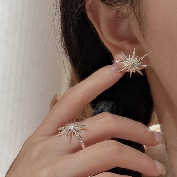 Wholesale 925 Sterling Silver Star-shaped Stud Earrings & Ring - Image 6