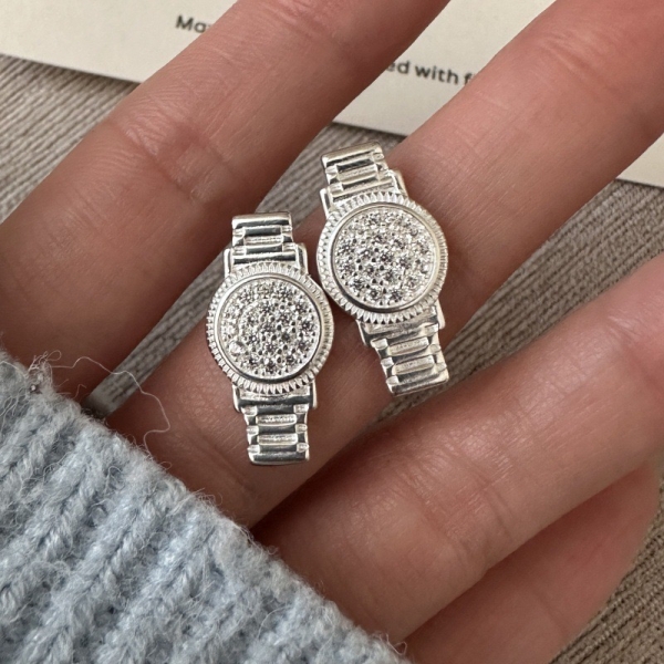 Wholesale 925 Sterling Silver Zircon Watch Earrings - Image 2