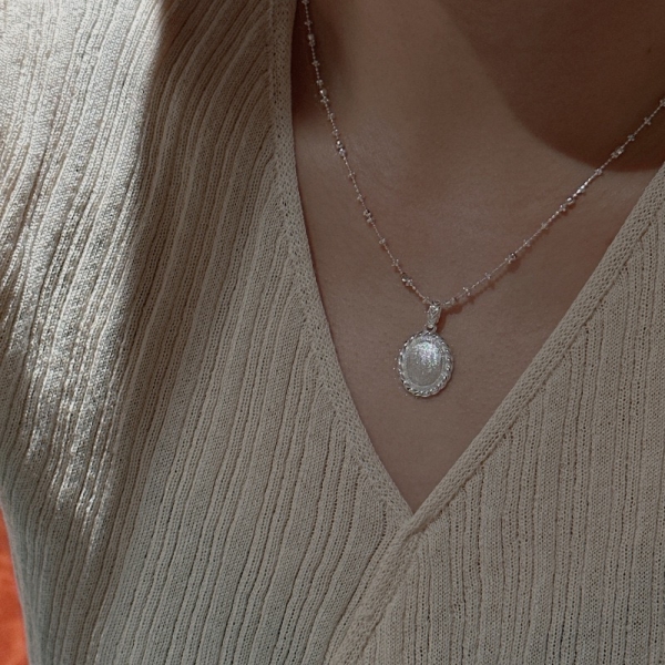Wholesale 925 Sterling Silver Brushed Oval Necklace - Image 4