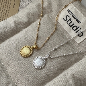 Wholesale 925 Sterling Silver Brushed Oval Necklace