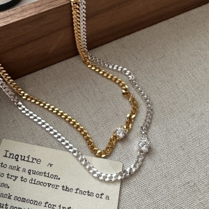 Wholesale 925 Sterling Silver Zircon Tank Necklace