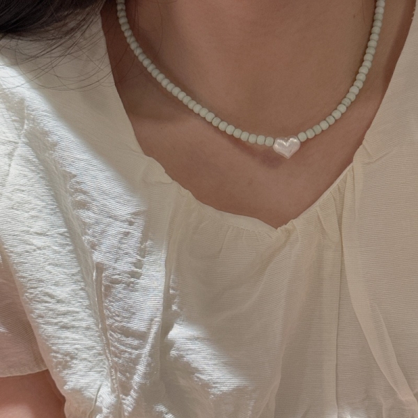 Wholesale 925 Sterling Silver Matte Brushed Heart-shaped Stone Necklace - Image 6