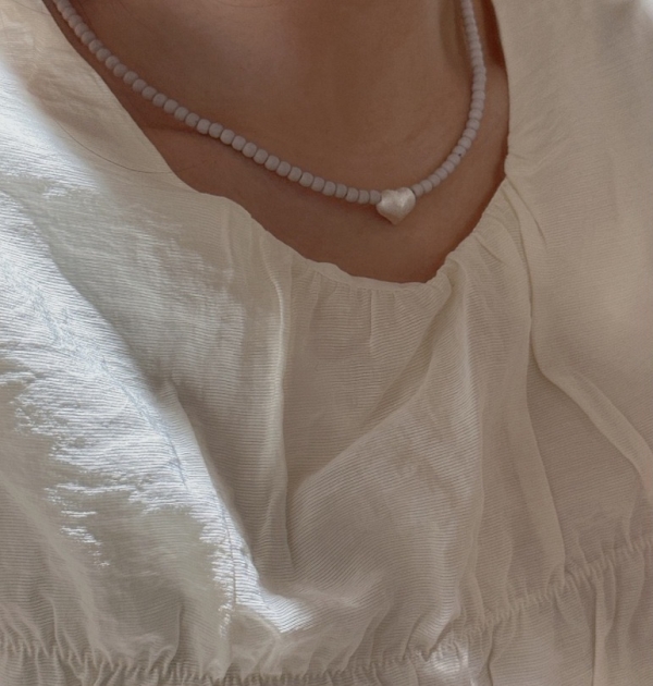 Wholesale 925 Sterling Silver Matte Brushed Heart-shaped Stone Necklace - Image 8