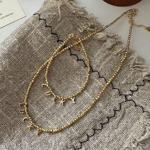 Wholesale 925 Sterling Silver LUCKY Necklace & Bracelet In Gold & Silver