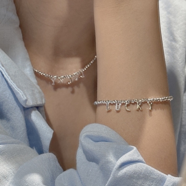 Wholesale 925 Sterling Silver LUCKY Necklace & Bracelet In Gold & Silver - Image 12