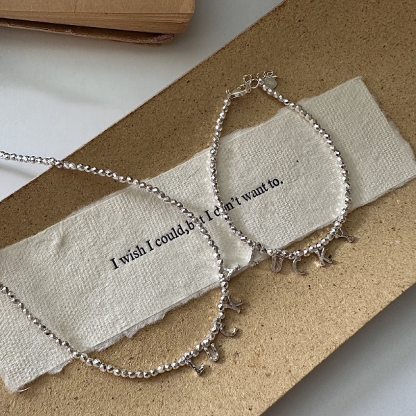 Wholesale 925 Sterling Silver LUCKY Necklace & Bracelet In Gold & Silver - Image 4