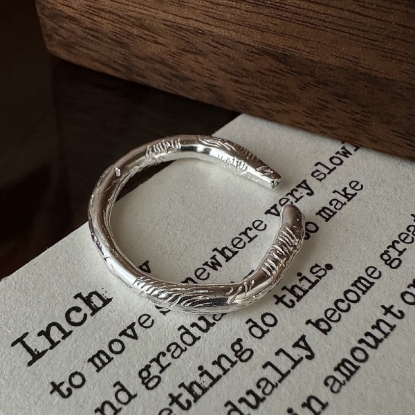 Wholesale 925 Sterling Silver Textured Thin Ring - Image 2