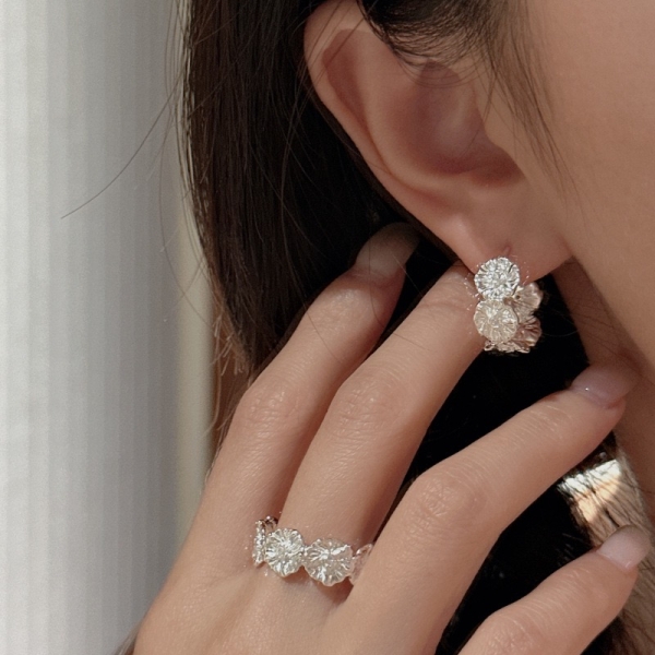 Wholesale 925 Sterling Silver Flower Earrings & Ring & Bangle - Image 6